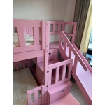 Designerskie łóżko piętrowe ze schodami i ślizgawką dla dzieci