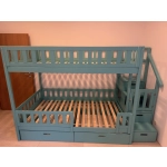 Duże Łóżko Piętrowe ze Schodami 120x200 – Zielone