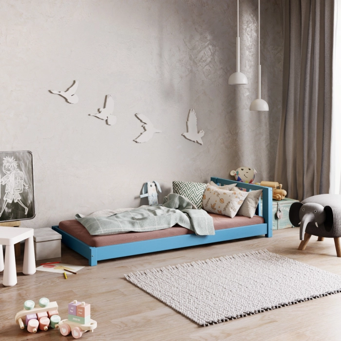 zielone niskie łóżko dla dziecka