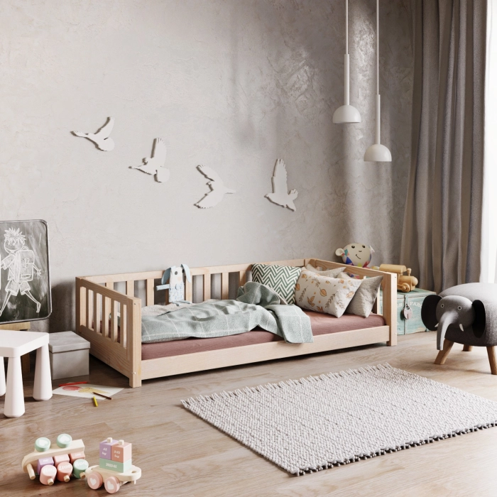 Letto per bambini basso con spondine di sicurezza
