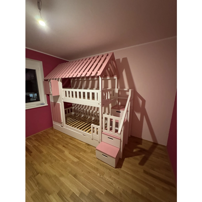 łóżko ze schodami i dla dziewczynek