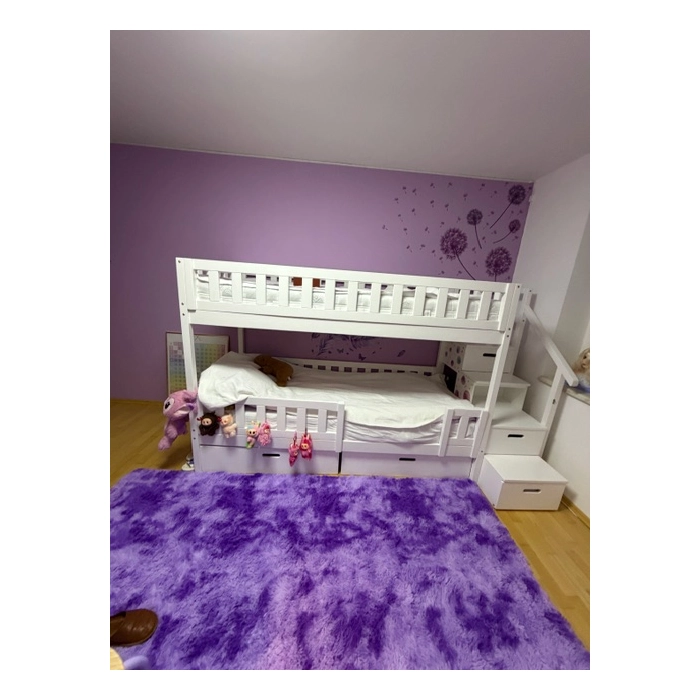 Nowoczesne białe łóżko piętrowe ze schodami dla rodzeństwa